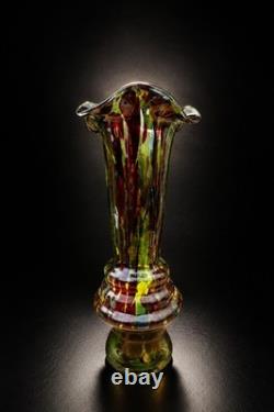 Vase en verre soufflé style Murano, art du verre soufflé à la main vintage, 37 cm, rétro des années 70