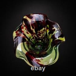 Vase en verre soufflé style Murano, art du verre soufflé à la main vintage, 37 cm, rétro des années 70