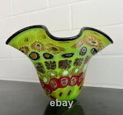 Vase en verre style Murano 34 cm fait main, verre artistique coloré, décoration unique
