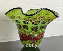 Vase en verre style Murano 34 cm fait main, verre artistique coloré, décoration unique