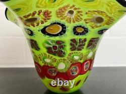 Vase en verre style Murano 34 cm fait main, verre artistique coloré, décoration unique
