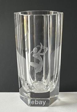 Vase en verre suédois Art Déco Elis Bergh 1937, gravé d'une femme nue, signé Elis Bergh