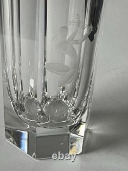 Vase en verre suédois Art Déco Elis Bergh 1937, gravé d'une femme nue, signé Elis Bergh