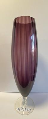 Vase en verre sur pied Empoli des années 1960