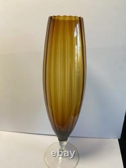 Vase en verre sur pied Empoli des années 1960