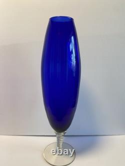 Vase en verre sur pied Empoli des années 1960