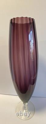 Vase en verre sur pied Empoli des années 1960