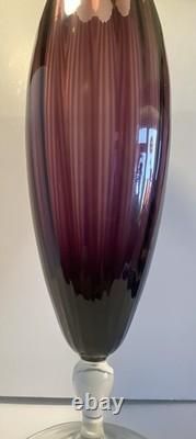 Vase en verre sur pied Empoli des années 1960