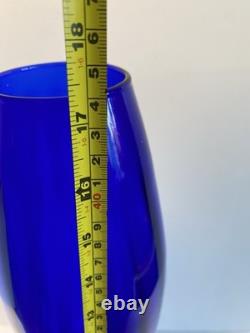 Vase en verre sur pied Empoli des années 1960