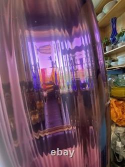 Vase en verre sur pied Empoli des années 1960