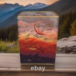 Vase en verre texturé en verre artistique fait main design abstrait lever et coucher de soleil