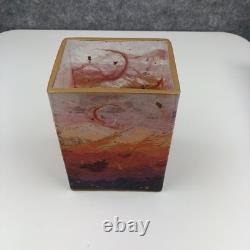 Vase en verre texturé en verre artistique fait main design abstrait lever et coucher de soleil