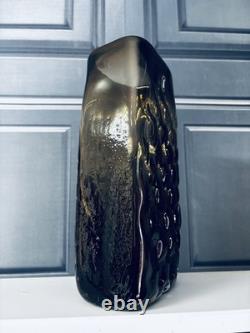 Vase en verre texturé tressé Baxter Cinnamon Vintage Whitefriars 9667 ENDOMMAGÉ