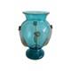 Vase En Verre Turquoise Sarcelle Art Nouveau Orn&eacute;, Magnifique Petit, 12 Cm, Vintage