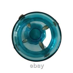 Vase en verre turquoise sarcelle Art nouveau orné, magnifique petit, 12 cm, vintage