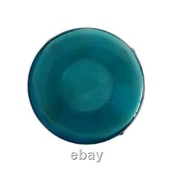 Vase en verre turquoise sarcelle Art nouveau orné, magnifique petit, 12 cm, vintage