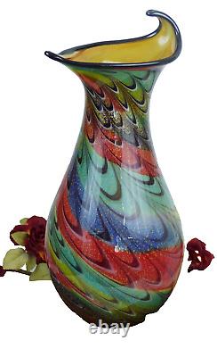 Vase en verre vase à fleurs vase de table 45 cm art en verre style Murano décoration fleurs noble