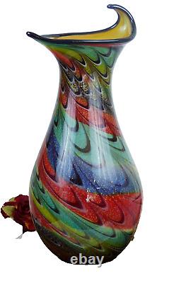 Vase en verre vase à fleurs vase de table 45 cm art en verre style Murano décoration fleurs noble