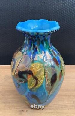 Vase en verre vase fleuri vase art vase de table art en verre décoration style Murano fleurs