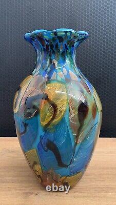 Vase en verre vase fleuri vase art vase de table art en verre décoration style Murano fleurs