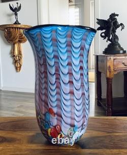 Vase en verre vase fleurs vase art vase de table art en verre décoration style Murano fleurs