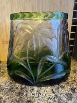 Vase en verre vert Moser Karlsbad, vintage et collectionnable