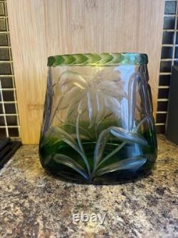 Vase en verre vert Moser Karlsbad, vintage et collectionnable