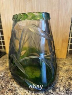 Vase en verre vert Moser Karlsbad, vintage et collectionnable
