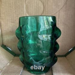 Vase en verre vert bohème Skion Union par Rudolf Schroter