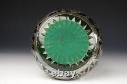 Vase en verre vert encadré d'argent de l'Art Nouveau américain époustouflant, Alvin Corp