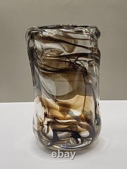 Vase en verre vintage knobbly de Whitefriars, marron strié, 1964, W Wilson, H Dyer, en très bon état