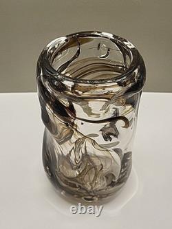 Vase en verre vintage knobbly de Whitefriars, marron strié, 1964, W Wilson, H Dyer, en très bon état