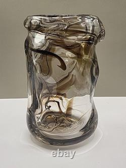 Vase en verre vintage knobbly de Whitefriars, marron strié, 1964, W Wilson, H Dyer, en très bon état