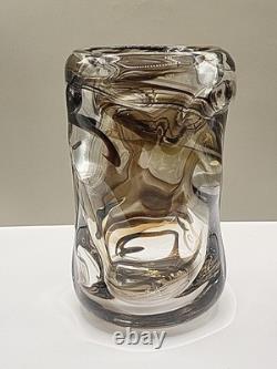 Vase en verre vintage knobbly de Whitefriars, marron strié, 1964, W Wilson, H Dyer, en très bon état