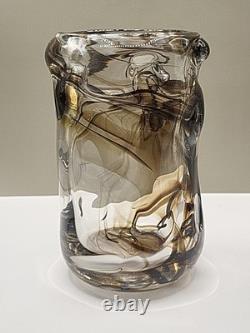 Vase en verre vintage knobbly de Whitefriars, marron strié, 1964, W Wilson, H Dyer, en très bon état