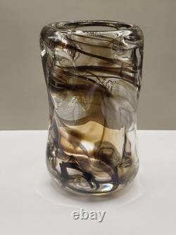 Vase en verre vintage knobbly de Whitefriars, marron strié, 1964, W Wilson, H Dyer, en très bon état