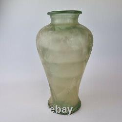 Vase en verre vintage large et inhabituel avec décoration en superposition de 32 cm de hauteur