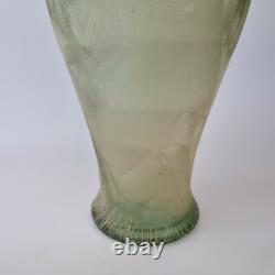 Vase en verre vintage large et inhabituel avec décoration en superposition de 32 cm de hauteur