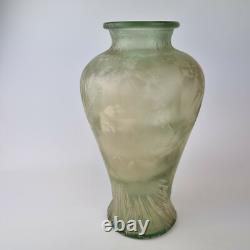 Vase en verre vintage large et inhabituel avec décoration en superposition de 32 cm de hauteur