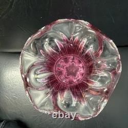 Vase en verre vintage vibrant de style milieu du siècle Josef Hospodka Chribska 20 cm, lourd 1,7 kg