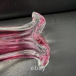Vase en verre vintage vibrant de style milieu du siècle Josef Hospodka Chribska 20 cm, lourd 1,7 kg