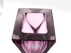 Vase facetté Vintage Formia Murano encadré violet / rose ÉTIQUETTE ORIGINALE