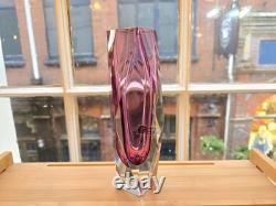 Vase facetté Vintage Formia Murano encadré violet / rose ÉTIQUETTE ORIGINALE