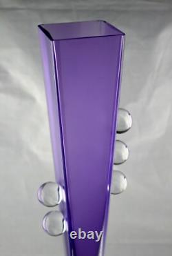 Vase haut en verre art SVAJA améthyste / violet éblouissant parfait et signé 19