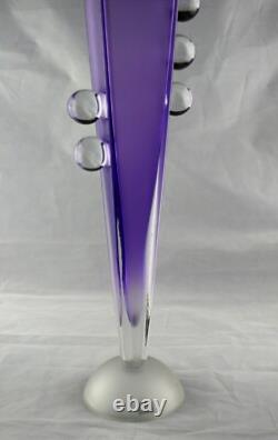 Vase haut en verre art SVAJA améthyste / violet éblouissant parfait et signé 19