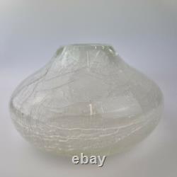 Vase intérieur blanc en verre d'art du 20e siècle effet craquelé Collection Sia 5,23 kg