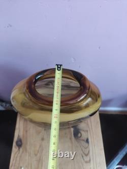 Vase large en verre d'art de studio marbré marron/beige fait main par Don Bagwell