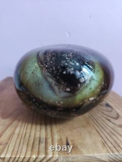 Vase large en verre d'art de studio marbré marron/beige fait main par Don Bagwell