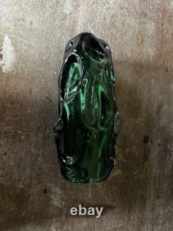 Vase large en verre vintage de Skrdlovice par Pavel Hlava, vert et améthyste englobé