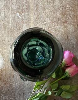 Vase large en verre vintage de Skrdlovice par Pavel Hlava, vert et améthyste englobé